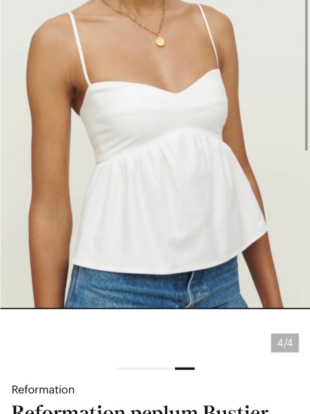 Reformation White Peplum Bustier Camisole